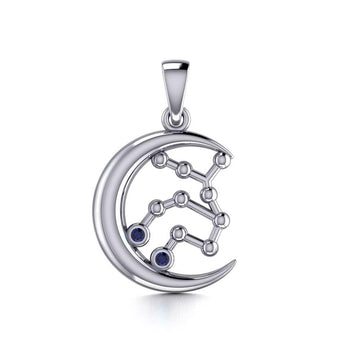 Crescent Moon and Virgo Astrology Constellation Silver Pendant TPD5771 - Jewelry